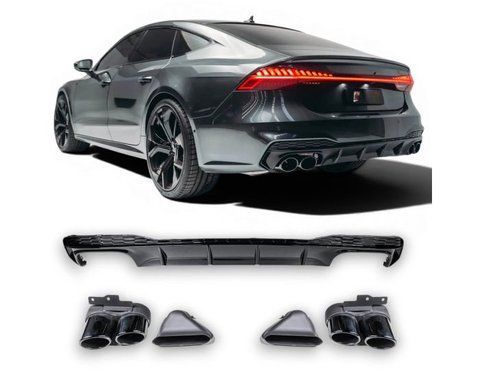 Дифузор + вихлопна обробка 2X2 (ЧОРНИЙ) підходить для Audi A7 4k 2019-2024 з S-Line GCP-4KS700+C8S4KS фото